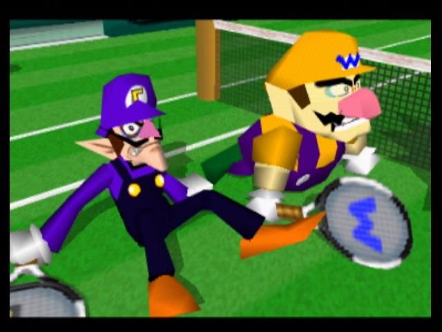 Mario Tennis (Nintendo 64) screenshot: Wario and new to this game, his brother Waluigi