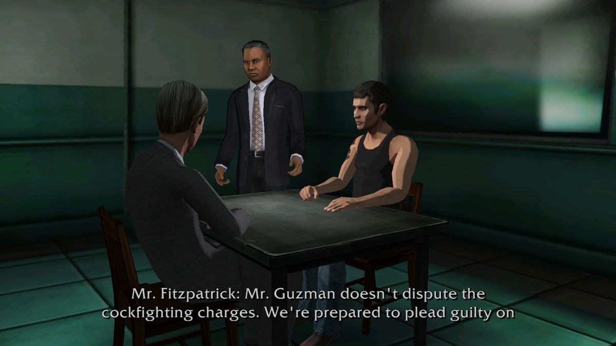 Law & Order: Legacies (Windows) screenshot: Episode 2 - In the interrogation room with a suspect and his lawyer