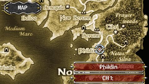 The Legend of Heroes: A Tear of Vermillion (PSP) screenshot: World map