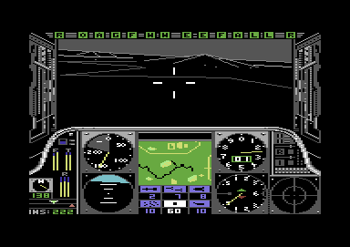 Gunship (Commodore 64) screenshot: Flying a night mission.