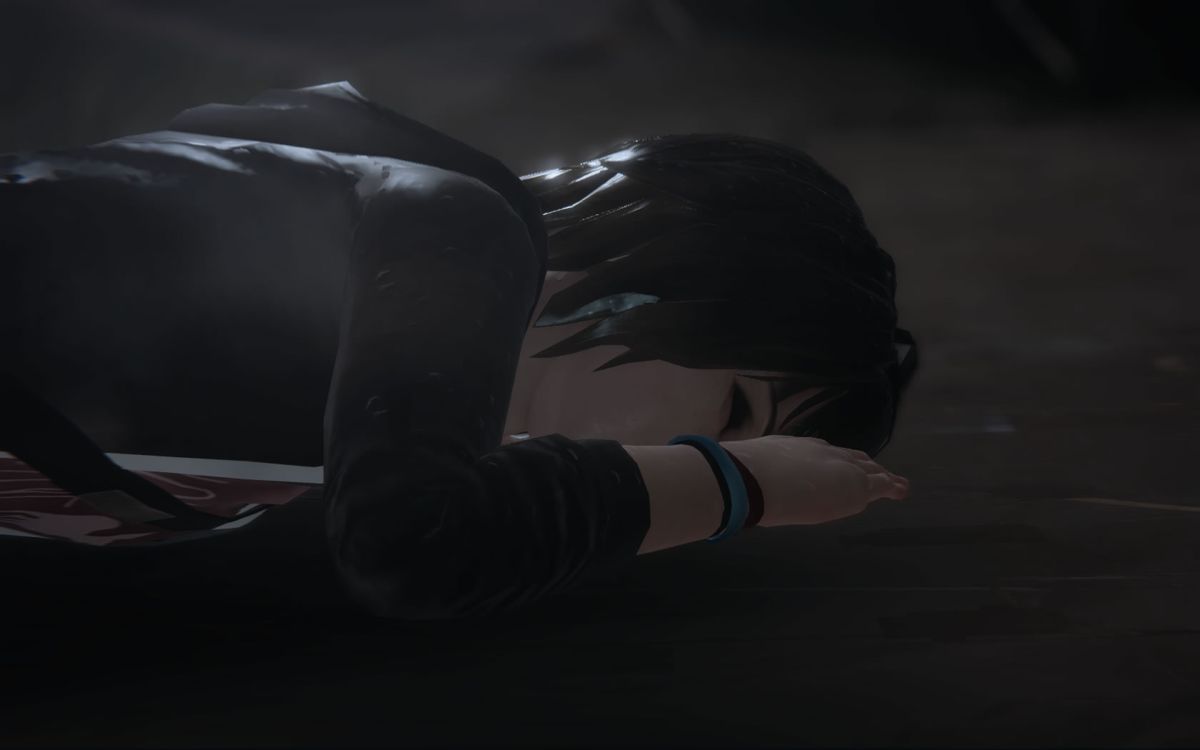 Life Is Strange: Episode 1 - Chrysalis (Windows) screenshot: The first scene of the game: Max wakes up alone in the rain and doesn't know where she is.