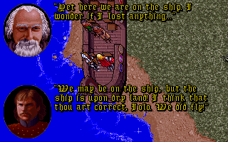 Ultima VII: Part Two - Serpent Isle (DOS) screenshot: The Start - Arriving at the Serpent Isle