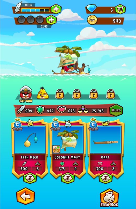 Angry Birds: Fight! (Android) screenshot: Main overview of the ship