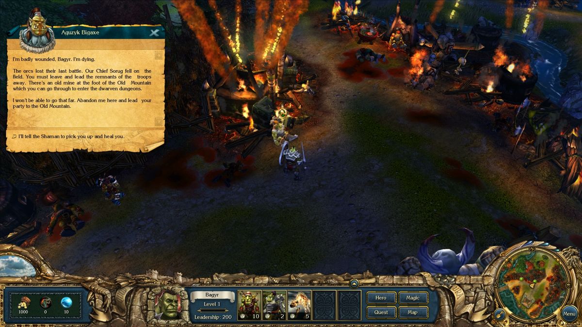 King's Bounty: Dark Side (Windows) screenshot: Starting Bagyr's story
