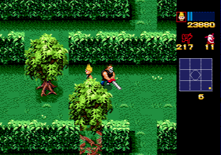 Zombies Ate My Neighbors (Genesis) screenshot: Guys with the chainsaw are a pain in the neck