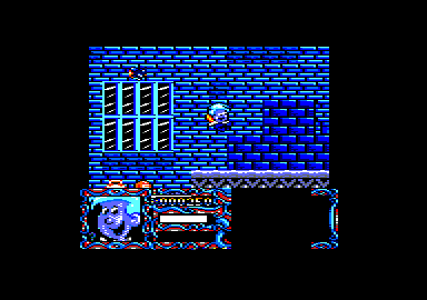 Potsworth & Co. (Amstrad CPC) screenshot: Jumping onto the next set of blocks