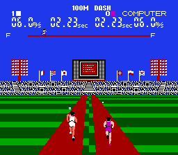 Stadium Events (NES) screenshot: 100m dash