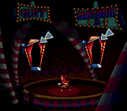 Aero the Acro-Bat 2 (Genesis) screenshot: Continue or exit?