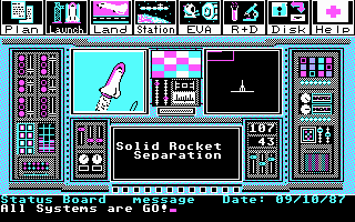 Project: Space Station (DOS) screenshot: Launch Status Monitor