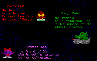 Xeno Ball (DOS) screenshot: The main characters