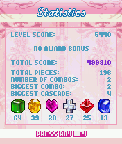 Paris Hilton's Diamond Quest (J2ME) screenshot: Statistics