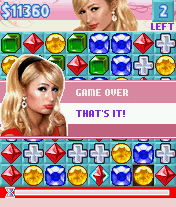 Paris Hilton's Diamond Quest (J2ME) screenshot: Game over