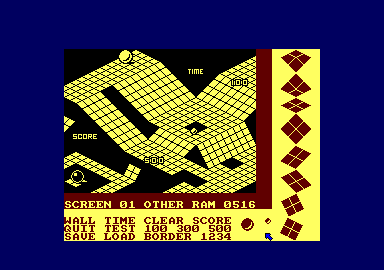 Marble Madness Construction Set (Amstrad CPC) screenshot: Giving the level more of a riisk V reward feel