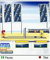 Beach Volley Pro Challenge (J2ME) screenshot: The orange ball is very difficult to counter.
