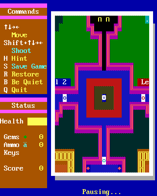 Super ZZT (DOS) screenshot: Starting location