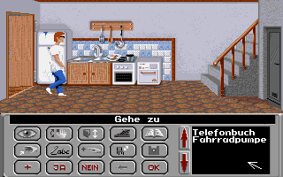 Das Erbe (DOS) screenshot: Dirty dishes in the kitchen