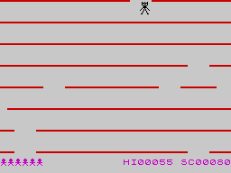 Jumping Jack (ZX Spectrum) screenshot: Finishing level 1.