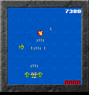 1942 (J2ME) screenshot: There is a power-up that provides two wingmen.