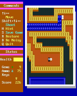 Super ZZT (DOS) screenshot: Shall I gaze into my radiant beauty with this mirror?
