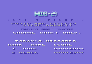 Mig-29 Soviet Fighter (Commodore 64) screenshot: Title screen