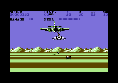 Mig-29 Soviet Fighter (Commodore 64) screenshot: Performing an Air-To-Air refueling.