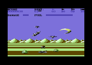 Mig-29 Soviet Fighter (Commodore 64) screenshot: In-game action.