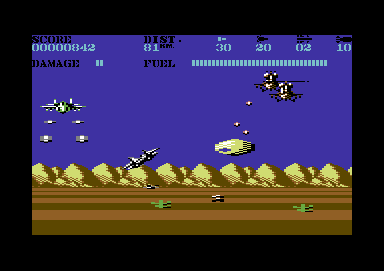 Mig-29 Soviet Fighter (Commodore 64) screenshot: The desert scenario - your second mission.