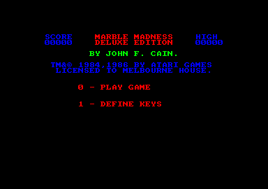 Marble Madness Deluxe Edition (Amstrad CPC) screenshot: Title screen