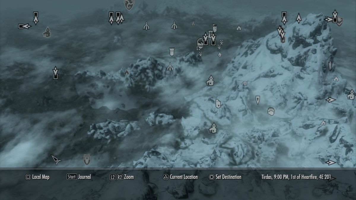 The Elder Scrolls V: Skyrim (PlayStation 3) screenshot: World map