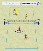 Baywatch Beach Volleyball (J2ME) screenshot: A smash from the opposing team.