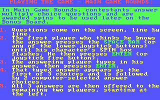 Press Your Luck (DOS) screenshot: Regular game instructions