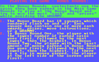 Press Your Luck (DOS) screenshot: Bonus round instructions