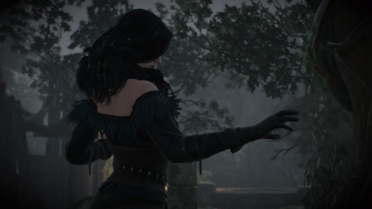 The Witcher 3: Wild Hunt - Alternative Look for Yennefer (PlayStation 4) screenshot: Using dark magic to revive the corpse