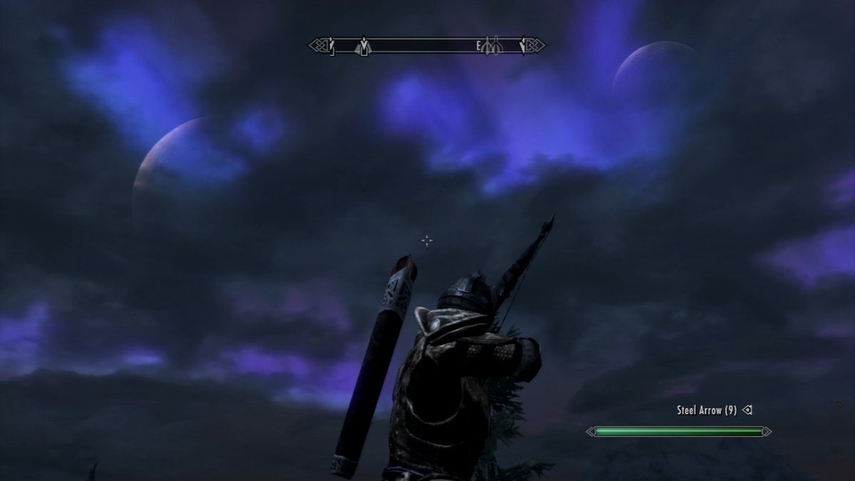 The Elder Scrolls V: Skyrim (PlayStation 3) screenshot: Beautiful night showing two moons