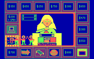 Press Your Luck (DOS) screenshot: Getting unlucky and landing on the notorious Whammies.