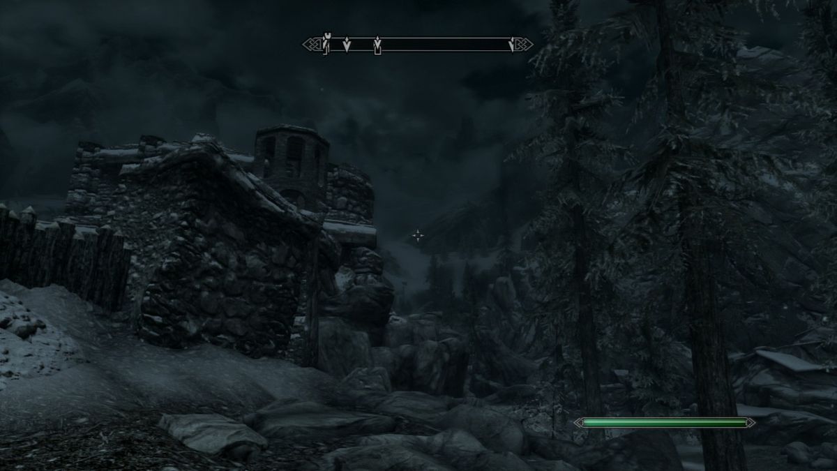 The Elder Scrolls V: Skyrim (PlayStation 3) screenshot: A castle in the woods... you never know who or what is inhabiting it
