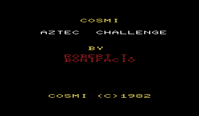 Aztec Challenge (VIC-20) screenshot: Title screen.