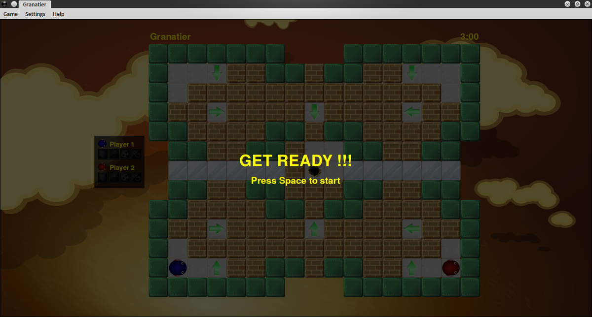 Granatier (Linux) screenshot: Starting screen
