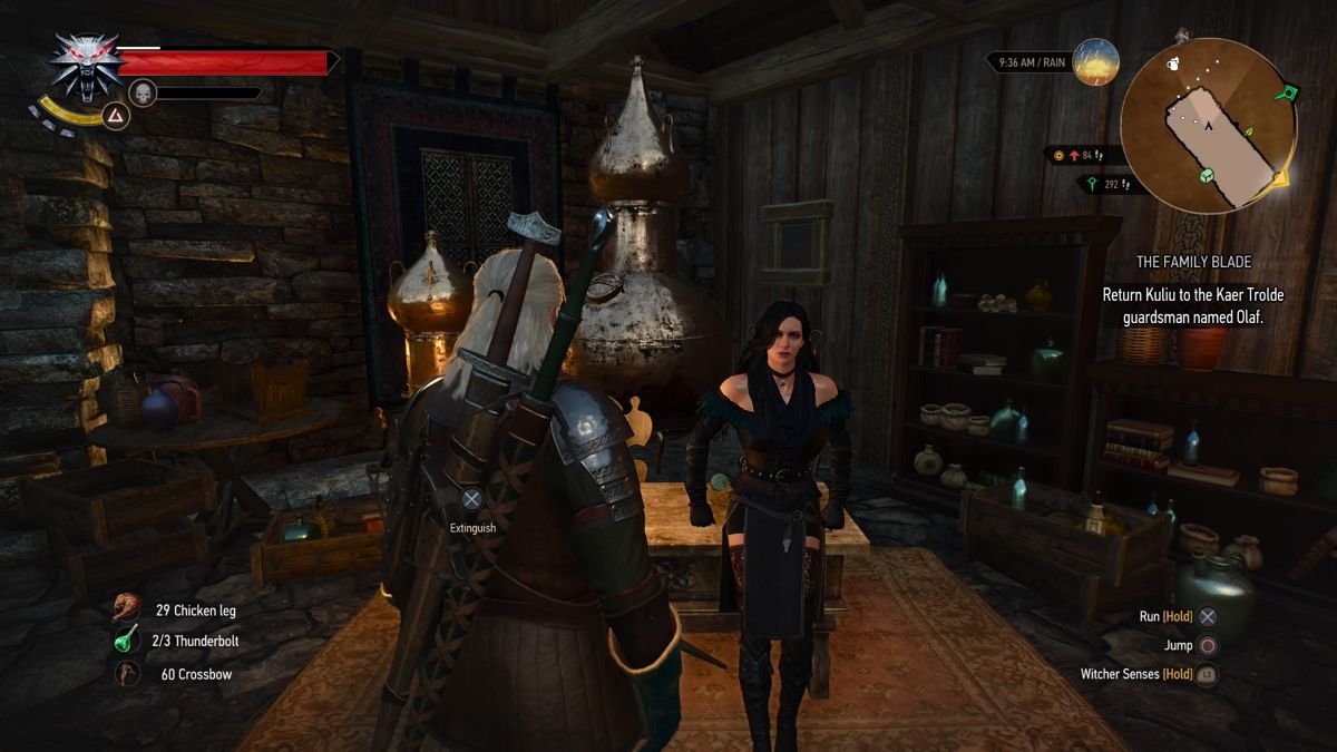 The Witcher 3: Wild Hunt - Alternative Look for Yennefer (PlayStation 4) screenshot: In Yennefer's room at the inn in Kaer Trolde