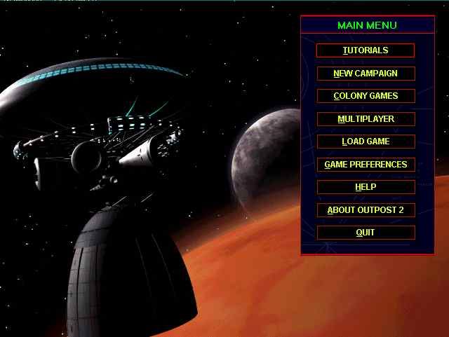 Outpost 2: Divided Destiny (Windows) screenshot: the options screen