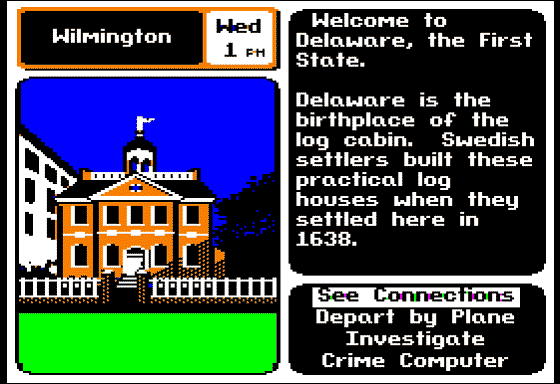 Where in the U.S.A. Is Carmen Sandiego? (Apple II) screenshot: Wilmington, DE