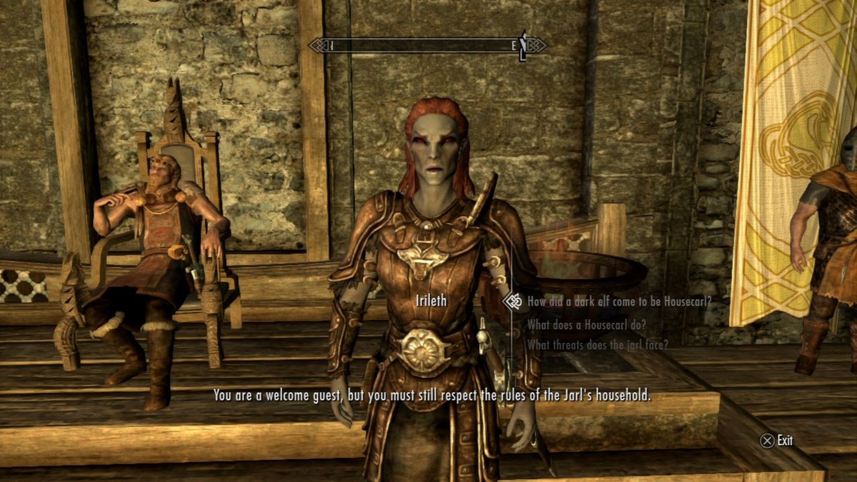 The Elder Scrolls V: Skyrim (PlayStation 3) screenshot: The throne room in Whiterun