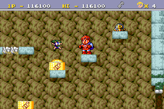 Legend of Hero Tonma (TurboGrafx-16) screenshot: A super-rat emerges from the yellow barrel