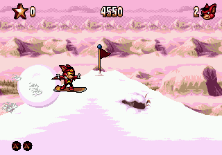 Aero the Acro-Bat 2 (Genesis) screenshot: Be careful, snow ball!