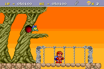 Legend of Hero Tonma (TurboGrafx-16) screenshot: Crossing a bridge