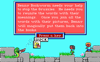 Word Rescue (DOS) screenshot: Introduction: mechanics