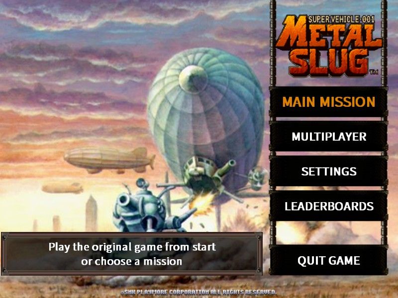Metal Slug: Super Vehicle - 001 (Windows) screenshot: Main menu