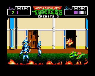 Teenage Mutant Ninja Turtles (Amiga) screenshot: Michaelangelo is down on his luck