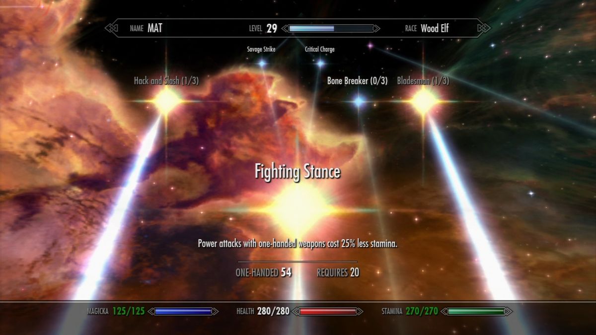The Elder Scrolls V: Skyrim (PlayStation 3) screenshot: Upgrading a specific skill