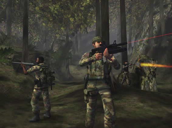 Conflict: Global Terror (Xbox) screenshot: Forest assault